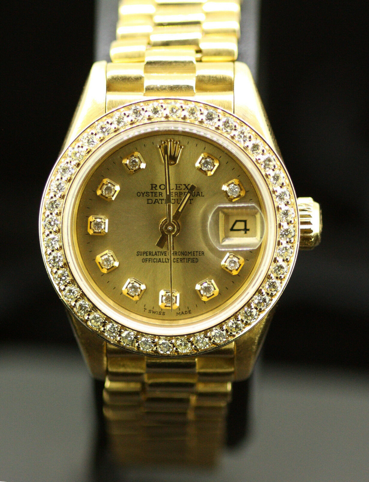 Rolex Ladies Datejust Date President 18K Gold Diamond Dial/Bezel Quick ...