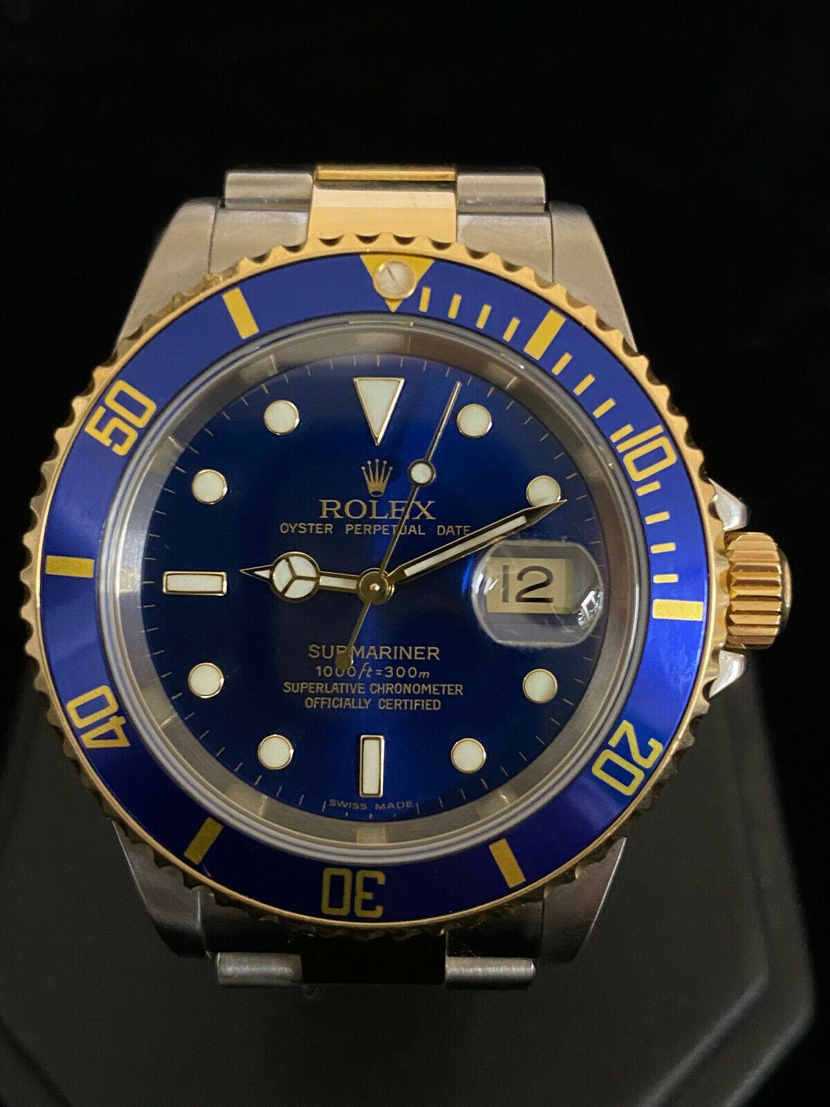 Rolex Submariner Blue 18K Gold Stainless Steel Two Tone Watch